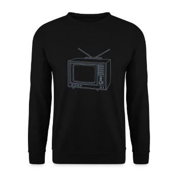 Fernseher Fernsehapparat - Unisex Pullover - Schwarz - Vorne - Alina (178cm) & Michal (187cm)