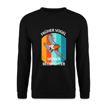 Vogelbeobachtung Vögel Beobachten Birding Vogel - Unisex Pullover - Schwarz - Vorne - Alina (178cm) & Michal (187cm)