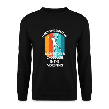 Badminton Federball Badmintonspieler Schokolade - Unisex Pullover - Schwarz - Vorne - Alina (178cm) & Michal (187cm)