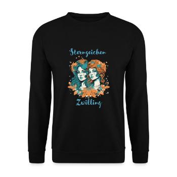 Sternzeichen Zwilling Tierkreiszeichen Horoskop - Unisex Pullover - Schwarz - Vorne - Alina (178cm) & Michal (187cm)