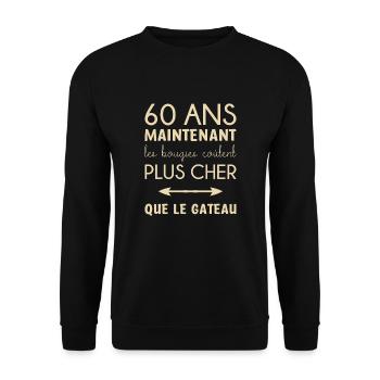 60 ans anniversaire - Sweat-shirt Unisexe - noir - Devant - Alina (178cm) & Michal (187cm)