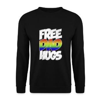 Free Dad Hugs Father's Day Gift - Unisex Sweatshirt - black - Front - Alina (178cm) & Michal (187cm)