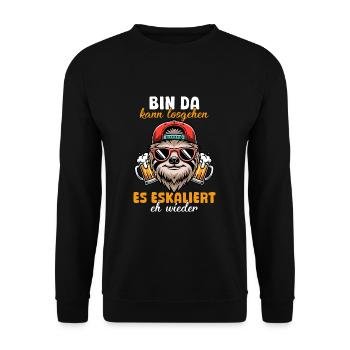 Bin Da Eskaliert Eh Wieder Bier Party Faultier - Unisex Pullover - Schwarz - Vorne - Alina (178cm) & Michal (187cm)