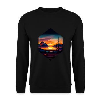 Sunset Geometric Landscape Design - Unisex Sweatshirt - black - Front - Alina (178cm) & Michal (187cm)
