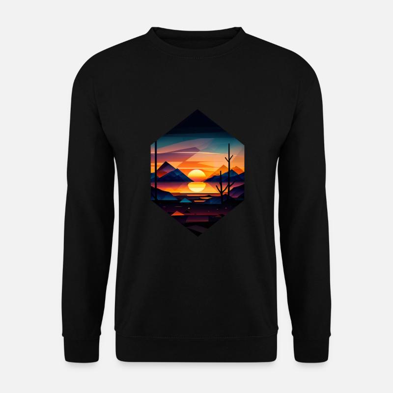 Sunset Geometric Landscape Design - Unisex Sweatshirt - black