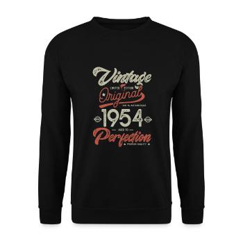 1954 Jahrgang Geburtstag Jahrgang 1954 - Unisex Pullover - Schwarz - Vorne - Alina (178cm) & Michal (187cm)