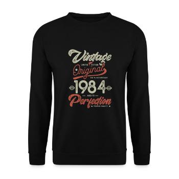 1984 Jahrgang Geburtstag Jahrgang 1984 - Unisex Pullover - Schwarz - Vorne - Alina (178cm) & Michal (187cm)