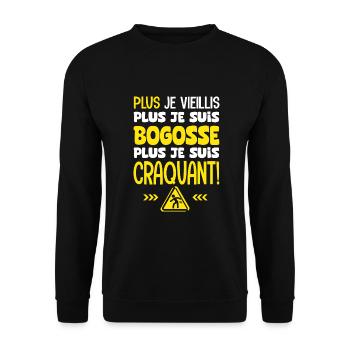 plus je vieillis plus je suis craquant - Sweat-shirt Unisexe - noir - Devant - Alina (178cm) & Michal (187cm)