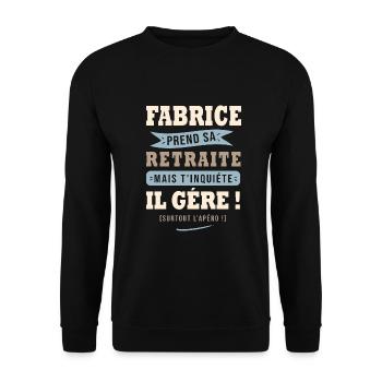 Fabrice humour retraite cadeau retraité - Sweat-shirt Unisexe - noir - Devant - Alina (178cm) & Michal (187cm)