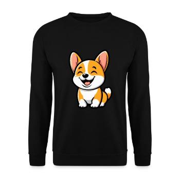 Chien Corgi Mignon - Sweat-shirt Unisexe - noir - Devant - Alina (178cm) & Michal (187cm)