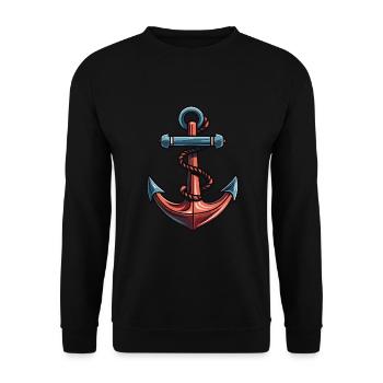 Anchor Symbol Harbour - Unisex Sweatshirt - black - Front - Alina (178cm) & Michal (187cm)