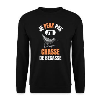 Je peux pas j'ai chasse de bécasse - chasseur - Sweat-shirt Unisexe - noir - Devant - Alina (178cm) & Michal (187cm)