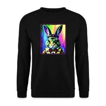 Cool colorful rabbit in steampunk style - Unisex Sweatshirt - black - Front - Alina (178cm) & Michal (187cm)