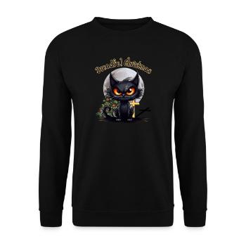 Dreadful Christmas Grumpy Angry Cat - Unisex Sweatshirt - black - Front - Alina (178cm) & Michal (187cm)