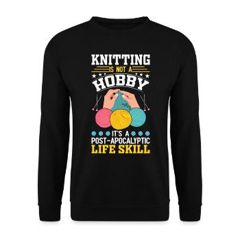 Stricken ist eine Lebenseinstellung - Unisex Pullover - Schwarz - Vorne - Alina (178cm) & Michal (187cm)
