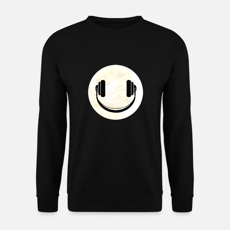 Kopfhörer Musik Lächeln Mond - Unisex Pullover - Schwarz