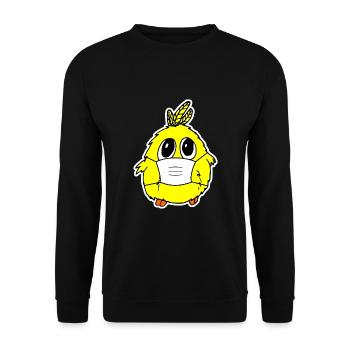 Chicken cute chick with mask cutie mask - Unisex Sweatshirt - black - Front - Alina (178cm) & Michal (187cm)