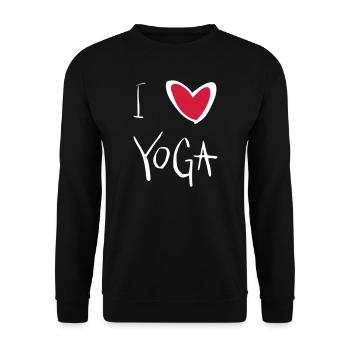 i love yoga herz - Unisex Pullover - Schwarz - Vorne - Alina (178cm) & Michal (187cm)