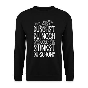 Duschst du noch oder stinkst Du schon? Winter - Unisex Pullover - Schwarz - Vorne - Alina (178cm) & Michal (187cm)
