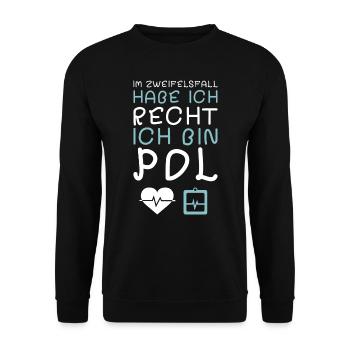 Verrücktheit kommt von allein Lustige Pflegerin Kr - Unisex Pullover - Schwarz - Vorne - Alina (178cm) & Michal (187cm)