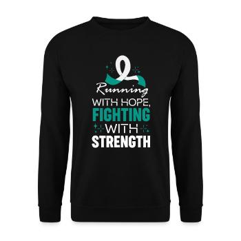 Laufen mit Hoffnung Krebs-Aufklärungslauf - Unisex Pullover - Schwarz - Vorne - Alina (178cm) & Michal (187cm)