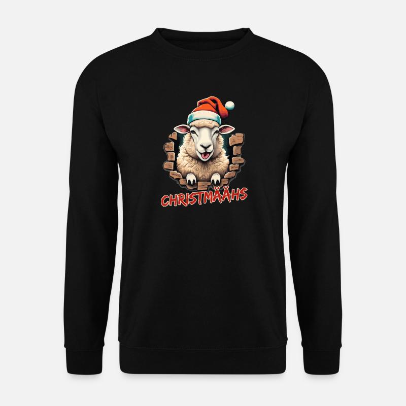 flauschige Weihnachten, wolliges Christmas Sheep - Unisex Pullover - Schwarz