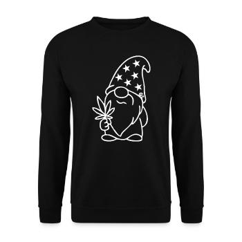 Zwerg/Wichtel mit Hanfblatt und Schlafmütze - Unisex Pullover - Schwarz - Vorne - Alina (178cm) & Michal (187cm)