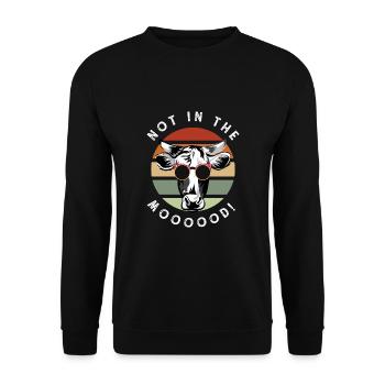 Not in the Moooood verrückte Kuh mit Sonnenbrille - Unisex Pullover - Schwarz - Vorne - Alina (178cm) & Michal (187cm)