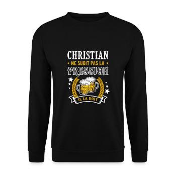 Christian bière Christian cadeau christian fête - Sweat-shirt Unisexe - noir - Devant - Alina (178cm) & Michal (187cm)