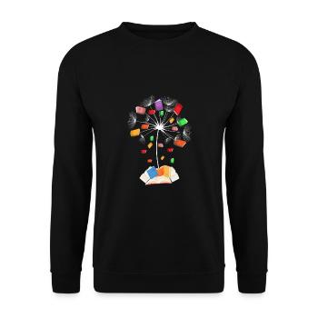 Books dandelion flowers reading lovers - Unisex Sweatshirt - black - Front - Alina (178cm) & Michal (187cm)