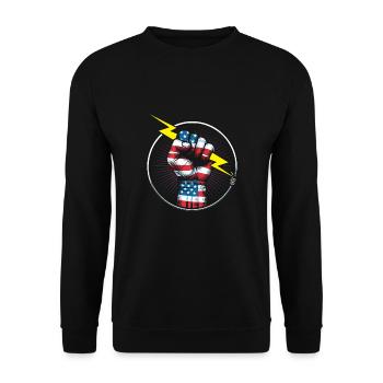 Electrician USA flag lineman electricity worker - Unisex Sweatshirt - black - Front - Alina (178cm) & Michal (187cm)