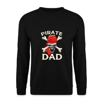 Piraten Papa Totenschädel gekreuzte Knochen - Unisex Pullover - Schwarz - Vorne - Alina (178cm) & Michal (187cm)