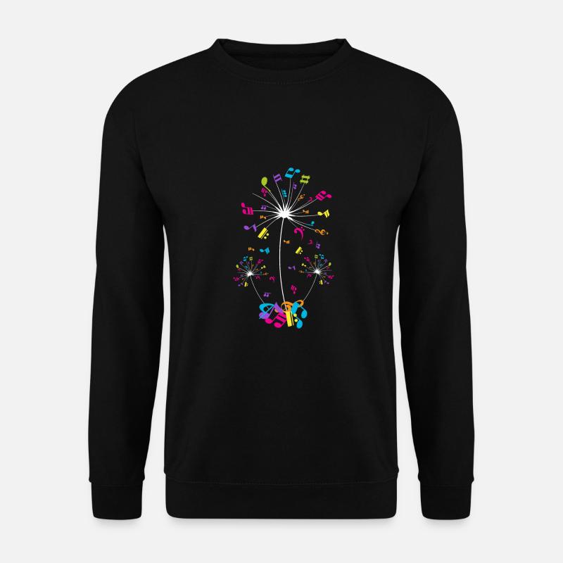Musiknoten Löwenzahnblumen Musiker - Unisex Pullover - Schwarz