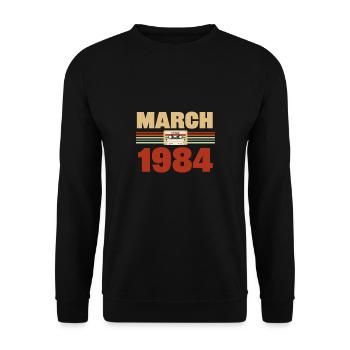 39. Geburtstag März Jahrgang 1984 Geschenkidee - Unisex Pullover - Schwarz - Vorne - Alina (178cm) & Michal (187cm)