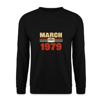 44th birthday March Born in 1979 Gift idea - Unisex Sweatshirt - black - Front - Alina (178cm) & Michal (187cm)
