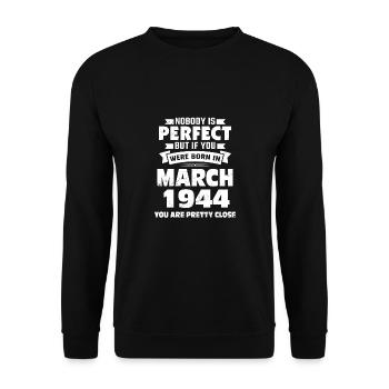 79th birthday March Born 1944 Gift idea - Unisex Sweatshirt - black - Front - Alina (178cm) & Michal (187cm)