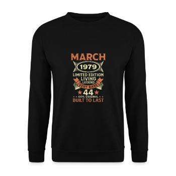 44th birthday March Born in 1979 Gift idea - Unisex Sweatshirt - black - Front - Alina (178cm) & Michal (187cm)