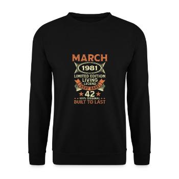42e anniversaire Mars Né en 1981 Idée cadeau - Sweat-shirt Unisexe - noir - Devant - Alina (178cm) & Michal (187cm)