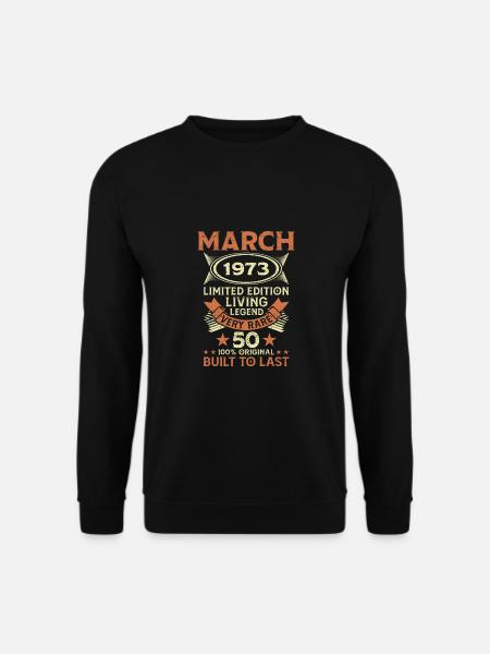 50. Geburtstag März Jahrgang 1973 Geschenkidee - Unisex Pullover - Schwarz