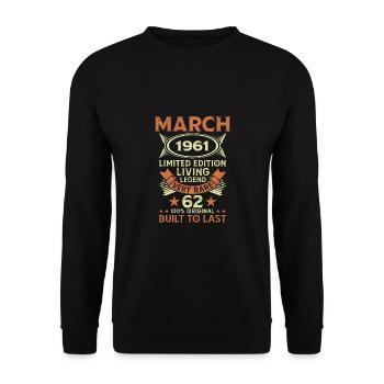 62e anniversaire Mars Né en 1961 Idée cadeau - Sweat-shirt Unisexe - noir - Devant - Alina (178cm) & Michal (187cm)