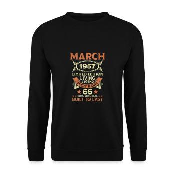66e anniversaire Mars Né en 1957 Idée cadeau - Sweat-shirt Unisexe - noir - Devant - Alina (178cm) & Michal (187cm)