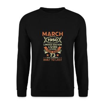 73e anniversaire Mars Né en 1950 Idée cadeau - Sweat-shirt Unisexe - noir - Devant - Alina (178cm) & Michal (187cm)