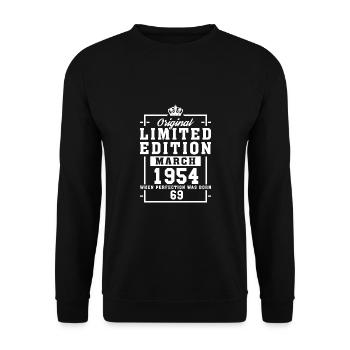 69th birthday March Born 1954 Gift idea - Unisex Sweatshirt - black - Front - Alina (178cm) & Michal (187cm)