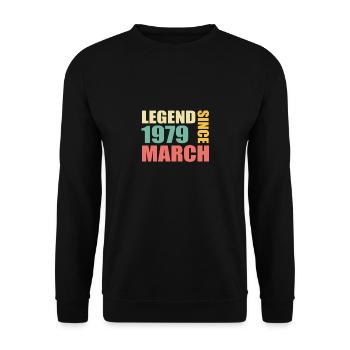 44th birthday March Born in 1979 Gift idea - Unisex Sweatshirt - black - Front - Alina (178cm) & Michal (187cm)