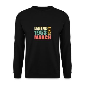 70th birthday March Born in 1953 Gift idea - Unisex Sweatshirt - black - Front - Alina (178cm) & Michal (187cm)