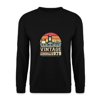 44th birthday April Born 1979 Gift idea - Unisex Sweatshirt - black - Front - Alina (178cm) & Michal (187cm)