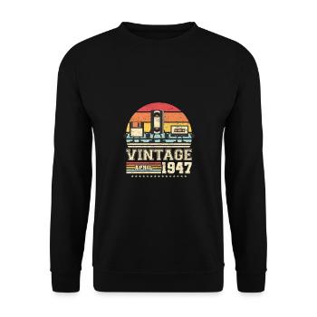 76e anniversaire Avril Né en 1947 Idée cadeau - Sweat-shirt Unisexe - noir - Devant - Alina (178cm) & Michal (187cm)