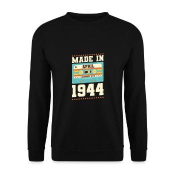 79th birthday April Born 1944 Gift idea - Unisex Sweatshirt - black - Front - Alina (178cm) & Michal (187cm)