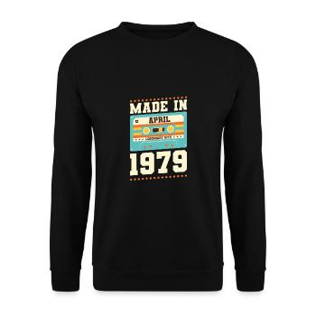44th birthday April Born 1979 Gift idea - Unisex Sweatshirt - black - Front - Alina (178cm) & Michal (187cm)