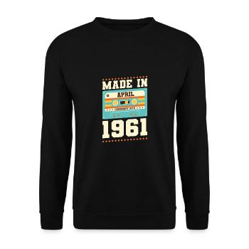 62e anniversaire Avril Né 1961 Idée cadeau - Sweat-shirt Unisexe - noir - Devant - Alina (178cm) & Michal (187cm)